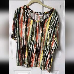 Alia Women Top Size 2X Colorful Stripes Design Pre-Owned